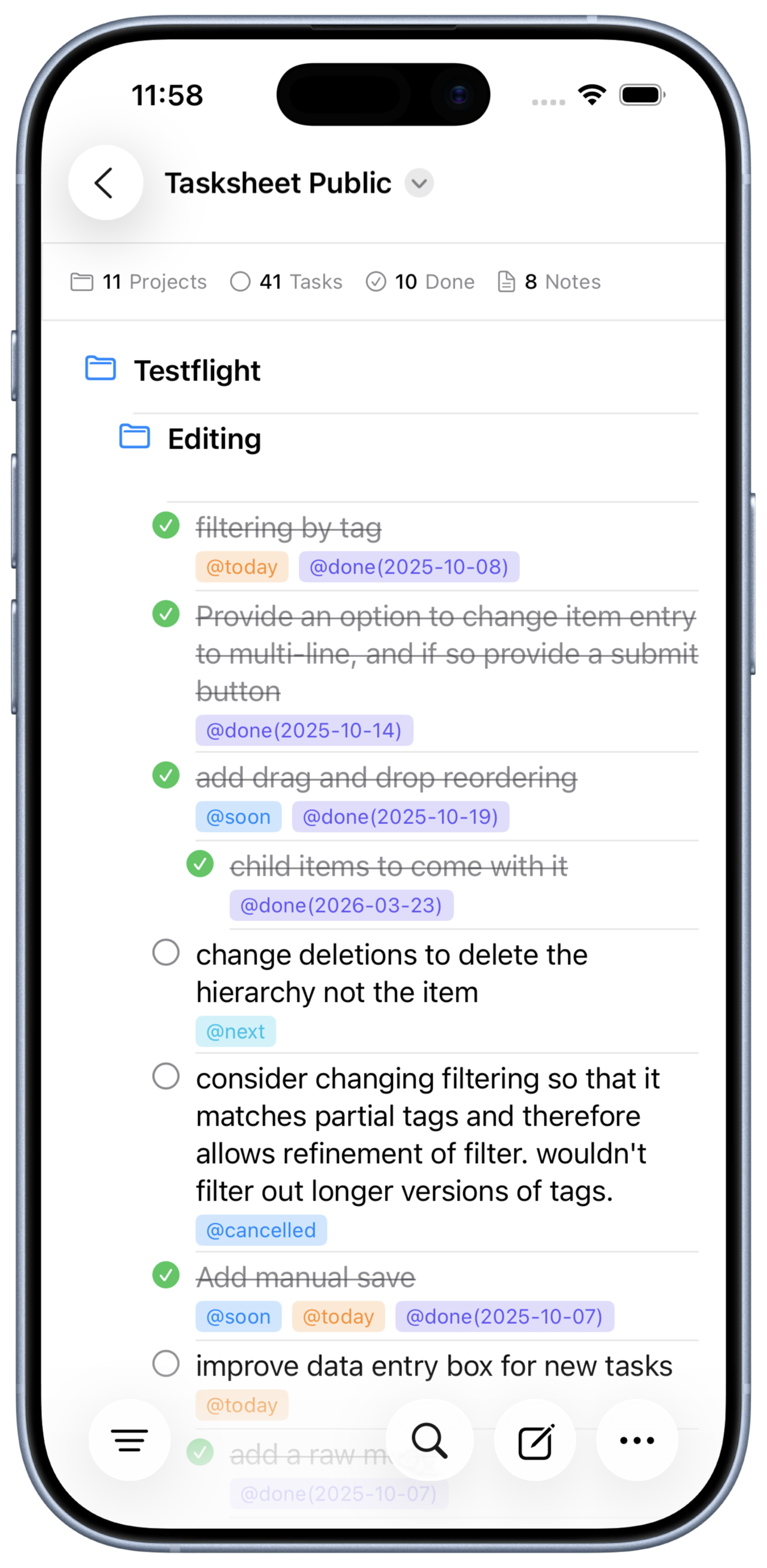 TaskSheet app screenshot